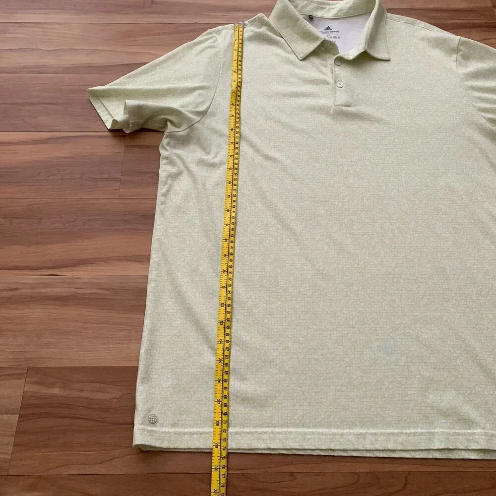 Adidas Polo Shirt Mens XL White Neon Green Geometric Parley Ocean Plastic
